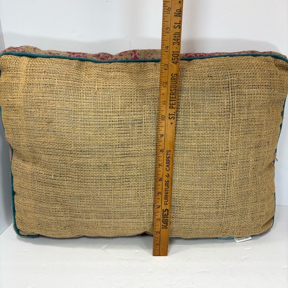 Karma Living Boho Colorful Floral Embroidered Throw Pillow 21x13” Made In India - Picture 6 of 8